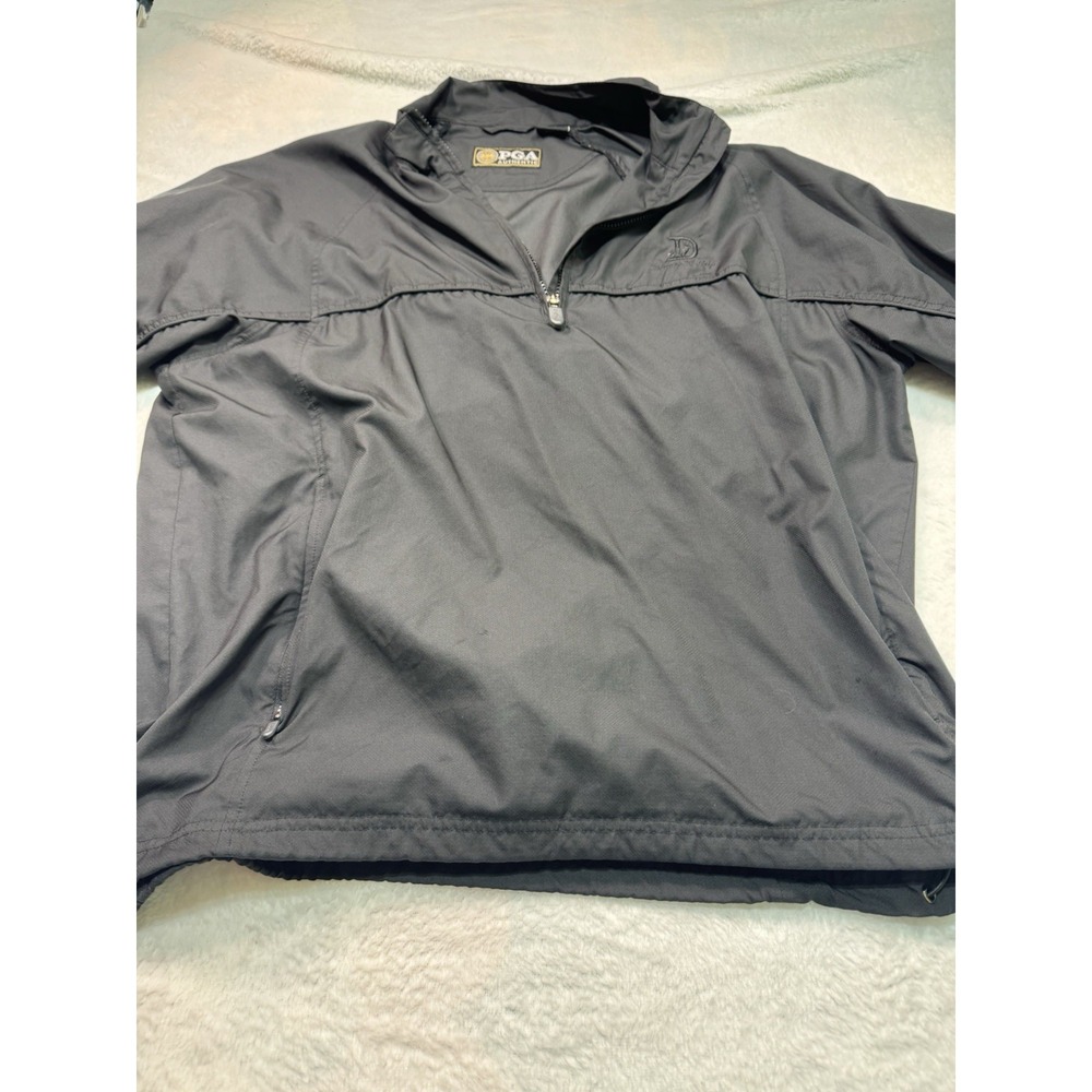 PGA Authentic Men's L Black 1/4 Zip Pullover Deer Wood Cup water proof w/ Hood